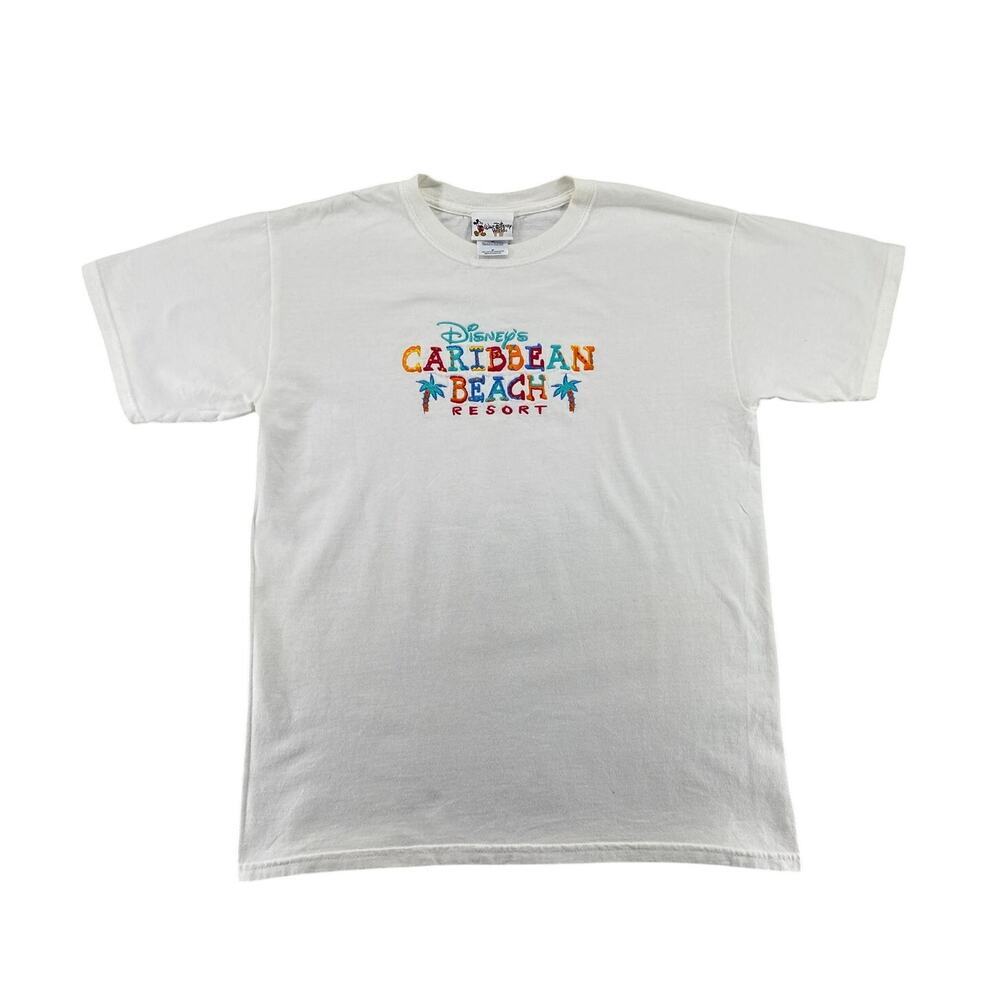 Vintage Disney Caribbean Beach Resort Tee White Graphic Shirt Size M